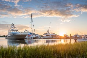 Beaufort Boats docked in the harbor in Beaufort.